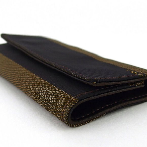 Authentic FENDI key case pecan beige canvas  ~ leather - Picture 4 of 8